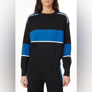 Scotch & Soda Striped Black, White & Blue Knit Pullover Sweater Size Small